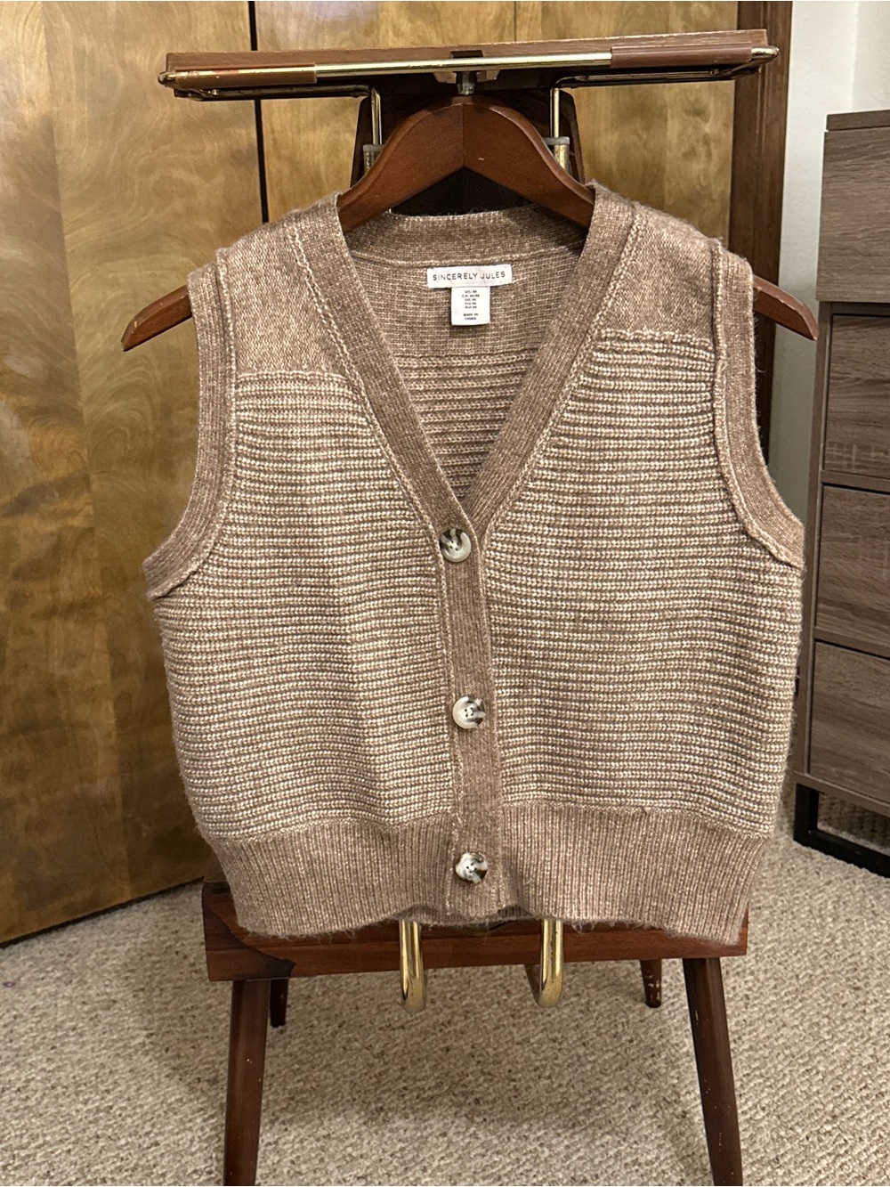 Sincerly Jules Knit Button-Front Sweater Vest